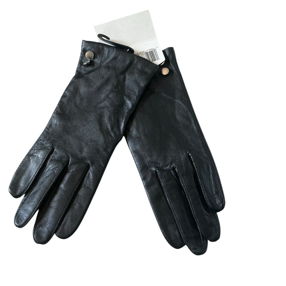 Vintage Kmart women’s genuine leather black gloves two button,lined size XL